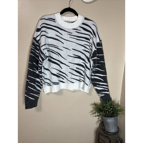 RAILS Womens R13 SweaterTiger  Print Charcoal White cashmere wool blend size M. - Picture 1 of 13
